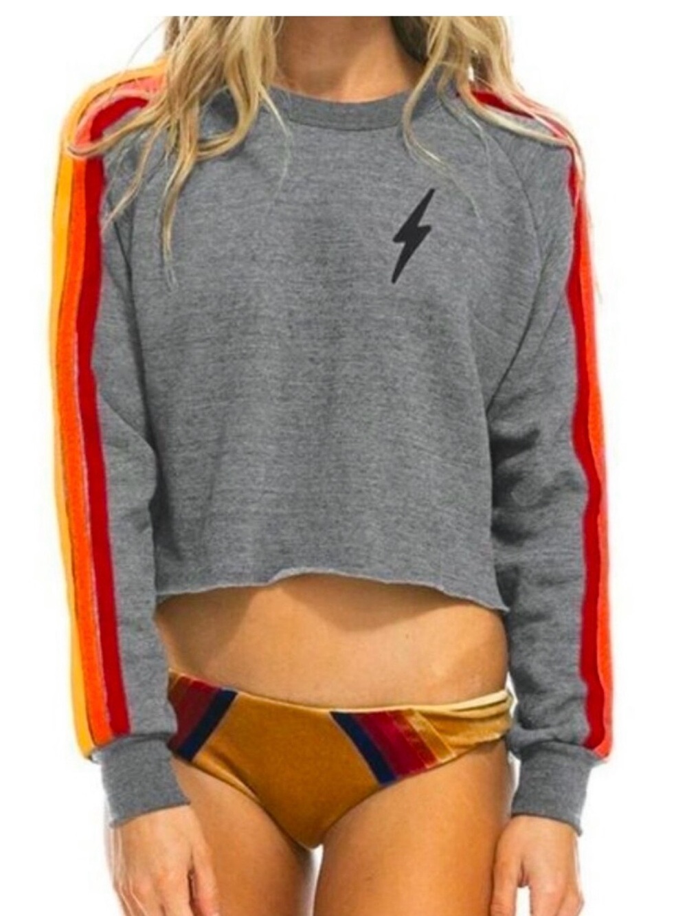 Aviator Nation Bolt Stitch
Classic Cropped Crew Sweatshirt Size Medium